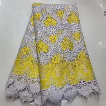 

(5yards/lot) Gold Trim African Dry Lace Fabric Swiss Voile With Stones High Quality Nigeria Laces 2019 White Lace For Wedding