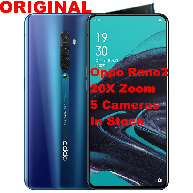 DHL быстрая доставка Oppo Reno 2 20x zoom Смартфон Snapdragon 730 3 0x8G RAM128G ROM 48 0mp 5 камер VOOC сотовый