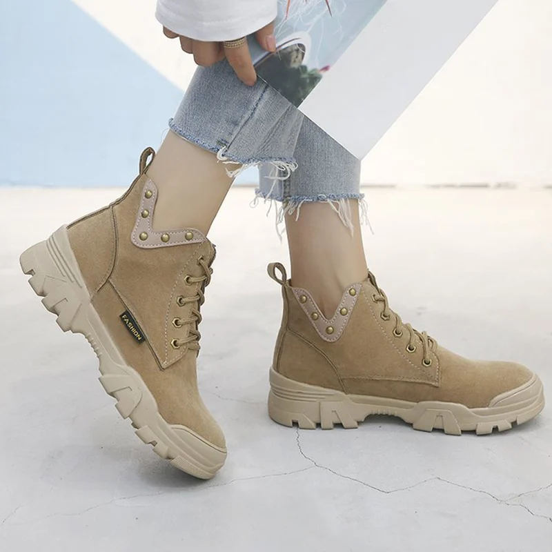 

Women Boots Fashion Motorcycle Boots Autumn Winter Cool Chelsea Boots For Woman Suede High Top Ankle Boots