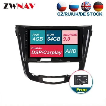 

DSP carplay 4G+64G Android 9.0 Car Multimedia player unit For Nissan X-Trail Qashqai 2013-2017 Radio Audio stereo gps free map