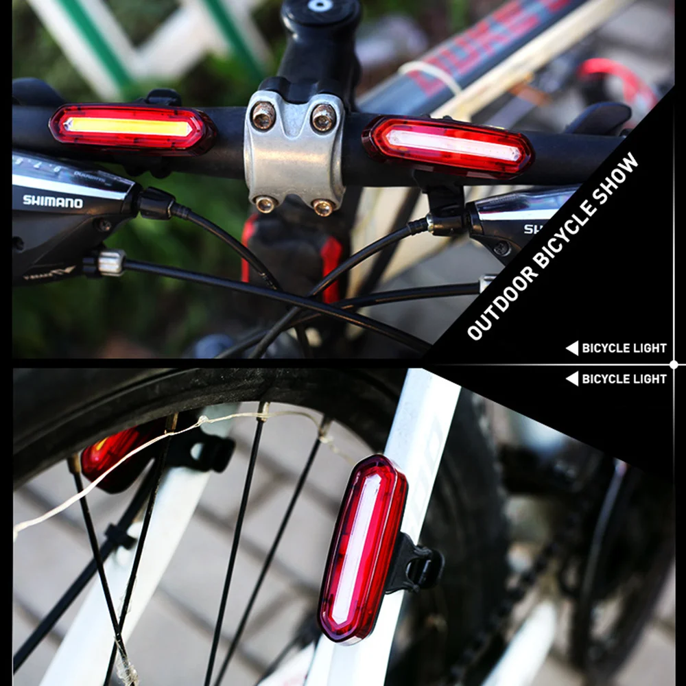 Sale Deemount 100 LM Rechargeable COB LED USB Mountain Bike Tail Light Taillight MTB Safety Warning Bicycle Rear Light Bicycle Lamp 4