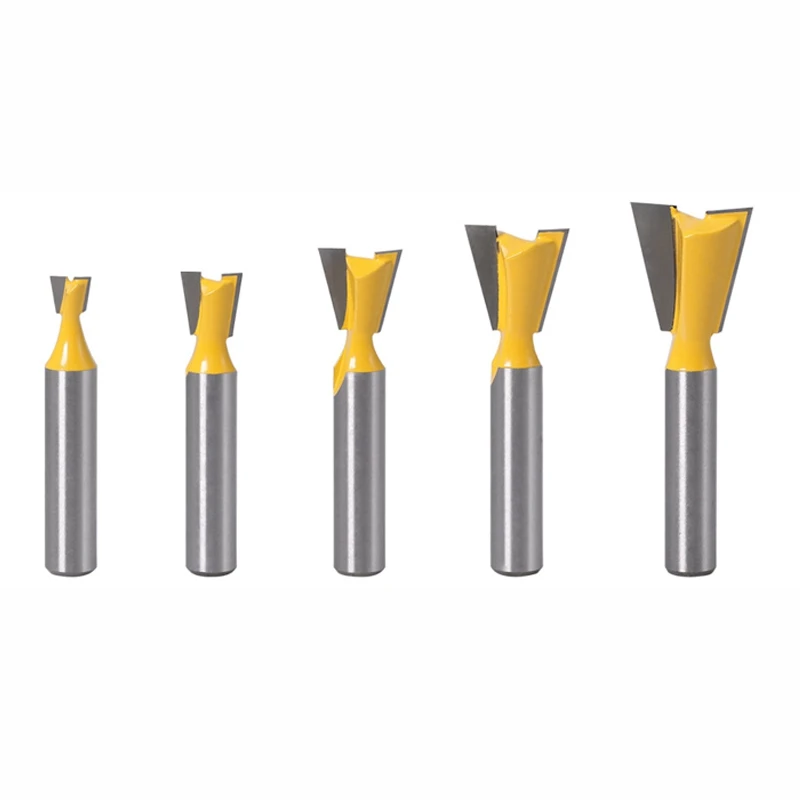 

5Pcs 8mm Shank 14 Degree Grade Industrial Rod Dovetail Router Bit Swallow Tail Woodworking Milling Tools for Wood Cutter