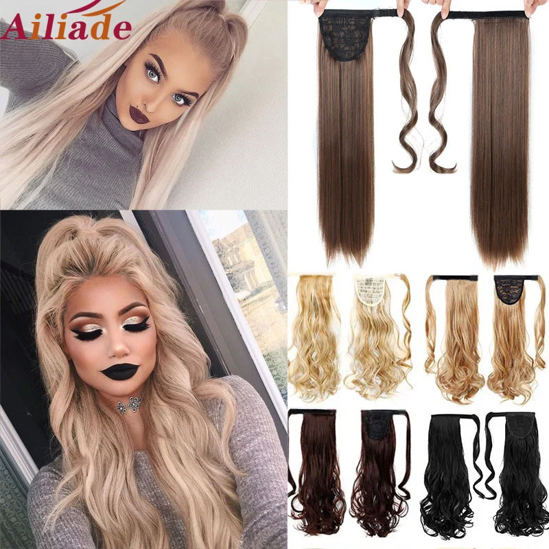 Big Sale Hair-Extensions Ponytail Synthetic-Hair-Wrap False-Clips Brown Black-Women Velcro 24inch xXKaggdJ9