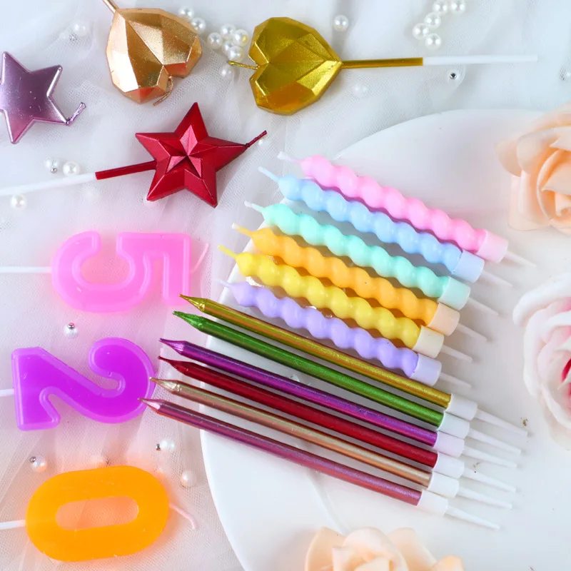 Colorful Birthday Candles With Stand Star Heart Cake Candle Party Supplies Wedding Decoration Baby Children Party Atmosphere