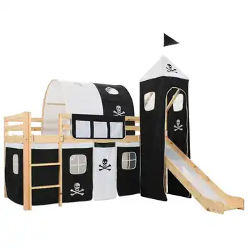 

vidaXL Children's Loft Bed Frame with Slide & Ladder Pinewood 97x208 cm