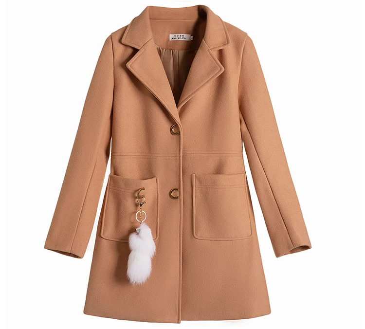 Женское пальто тонкая однотонная верхняя одежда зимняя одежда Модное теплое шерстяное женское элегантное шерстяное пальто