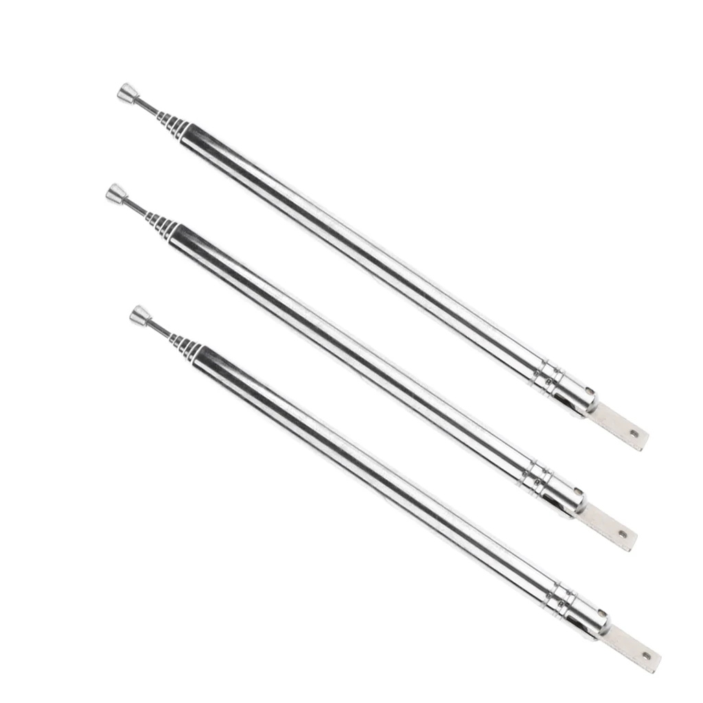 Premium Radio Stainless Steel Replacement Telescopic Antenna 7 Section (Pack of 3)