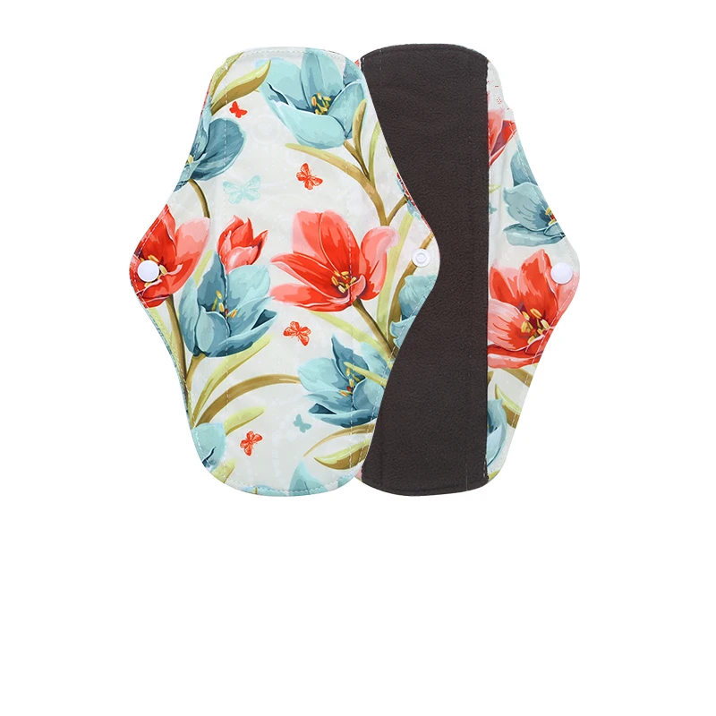 [simfamily] 6PC Bamboo Charcoal Sanitary Pads Regular Flow pads Reusable Health higiene feminina Menstrual Cloth Maternity Pads