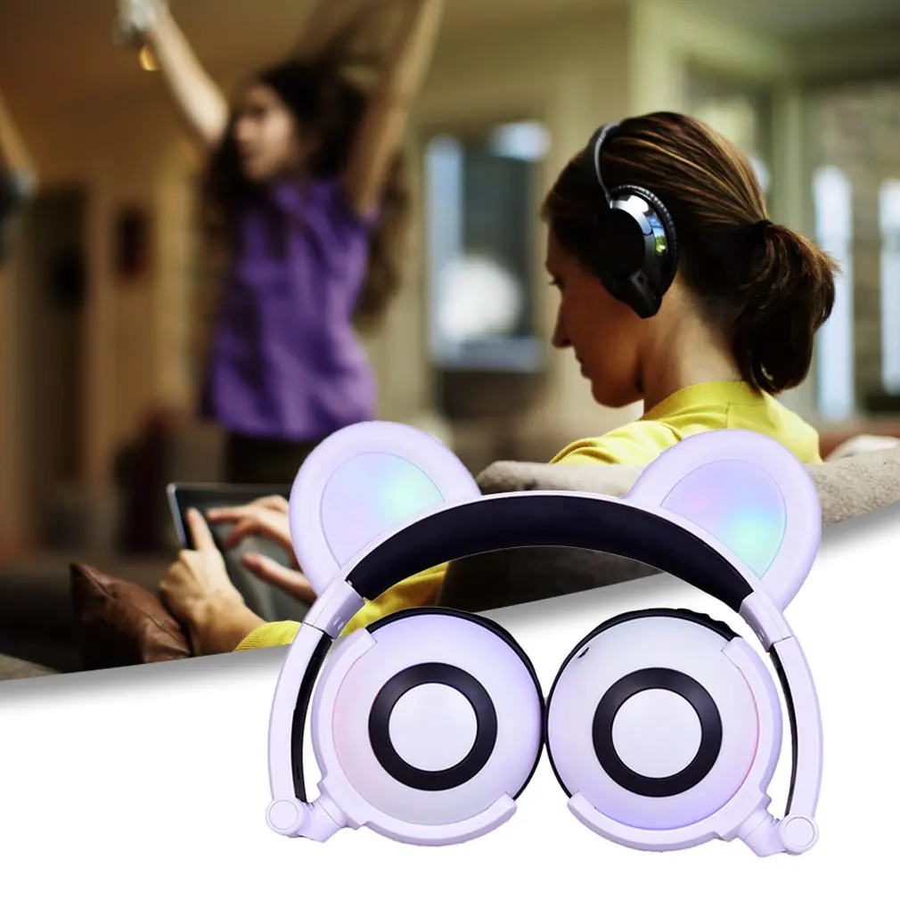 LED Headphones with LED Flashing Glowing Light Headset Gaming Earphones for PC Computer and Mobile Phone