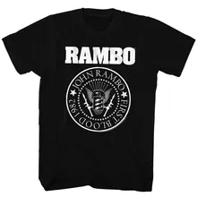 Забавные футболки RAMBO Мужская футболка с коротким рукавом черная RAMBONES Billie Eilish Harajuku