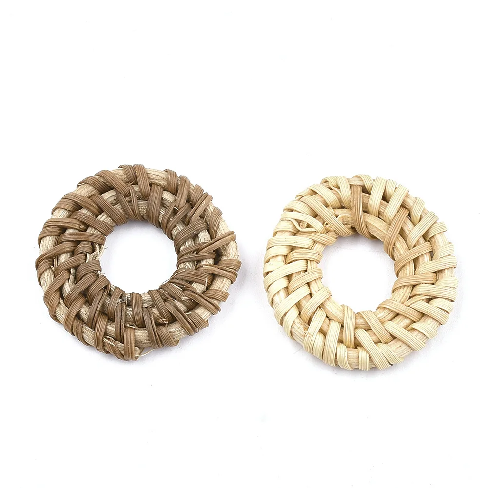 

Hot Sales Handmade Rattan Woven Ring Pendant DIY Straw Earrings Necklace Pendants Accessories
