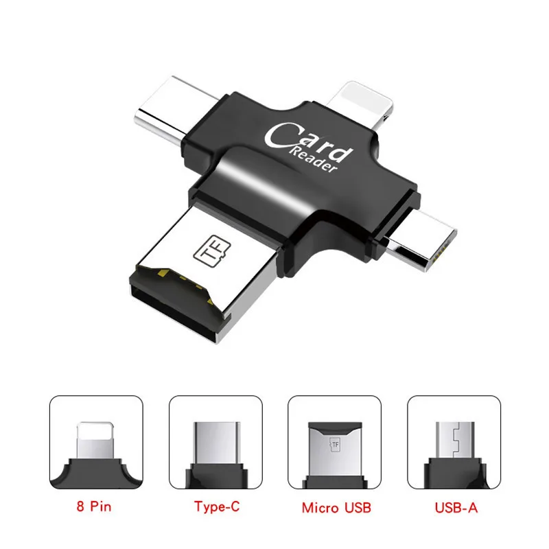 4 в 1 Android type c iPhone USB Универсальный TF кардридер мини для планшет мобильный