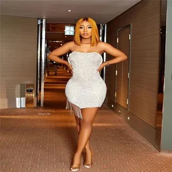 

Nigerian Lace Sequin Fabric 2020 High Quality Tulle Lace Fabrics white Sequin Trimmings Fabric Lace For Wedding 5yards NA3160B-5