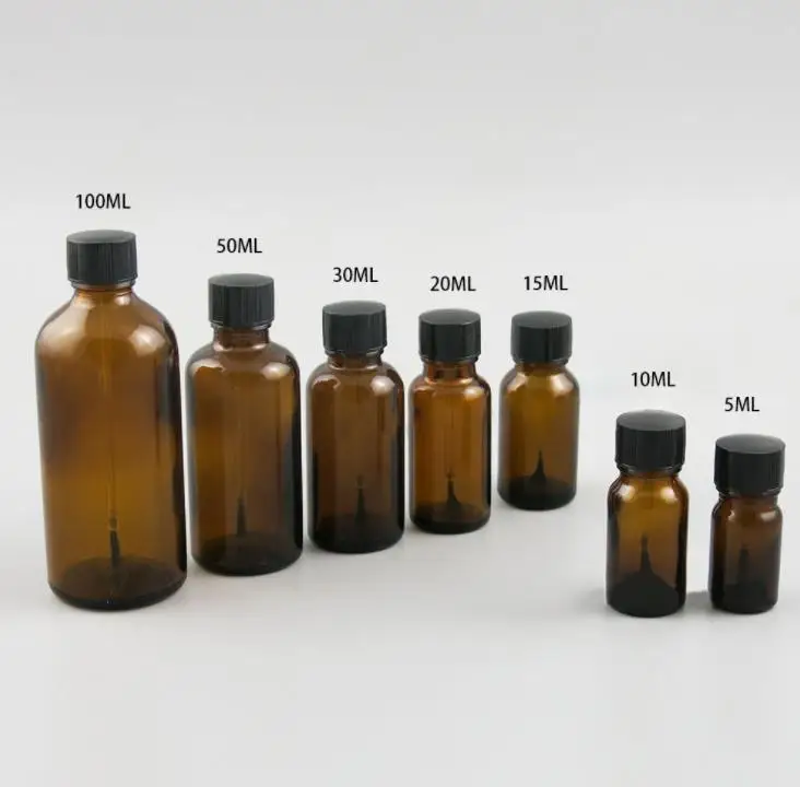 

200 x 30ml Empty Amber Glass Essential Oil Container With Brush Cap 1oz Refillable Brown Nail Polish Glass Bottle SN573