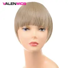 Парики на День святого Валентина, 6 дюймов, накладные волосы с бахромой, на заколках, челка, одна штука, прямые синтетические волосы для наращивания, передние аккуратные челки, чистый цвет для женщин