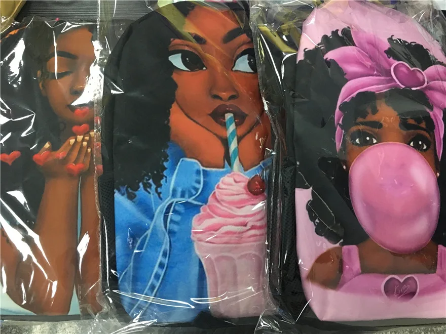 WHEREISART Детский комплект школьные сумки черная королева афро Девушки Печать холст