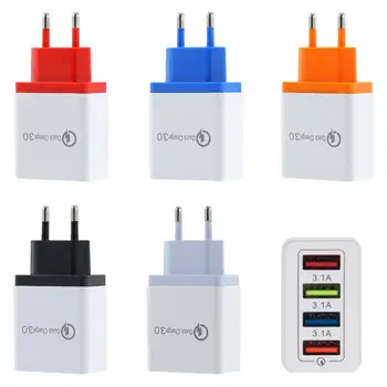 

QC 3.0 Fast Quick Charge 4USB Ports Hub Wall Charger EU Plug NEW Fast Charging Adapter Mobile Phone Charger For iphone Huawei
