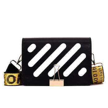 2019 women's handbag fashion PU leather stripe messenger bag women's messenger bag hot sale 1