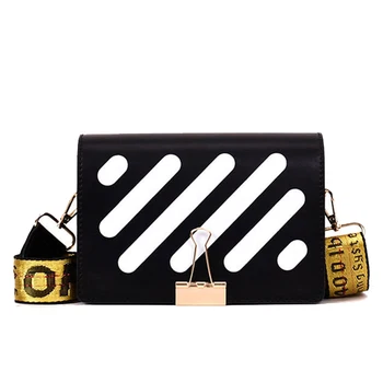 

2019 women's handbag fashion PU leather stripe messenger bag women's messenger bag hot sale