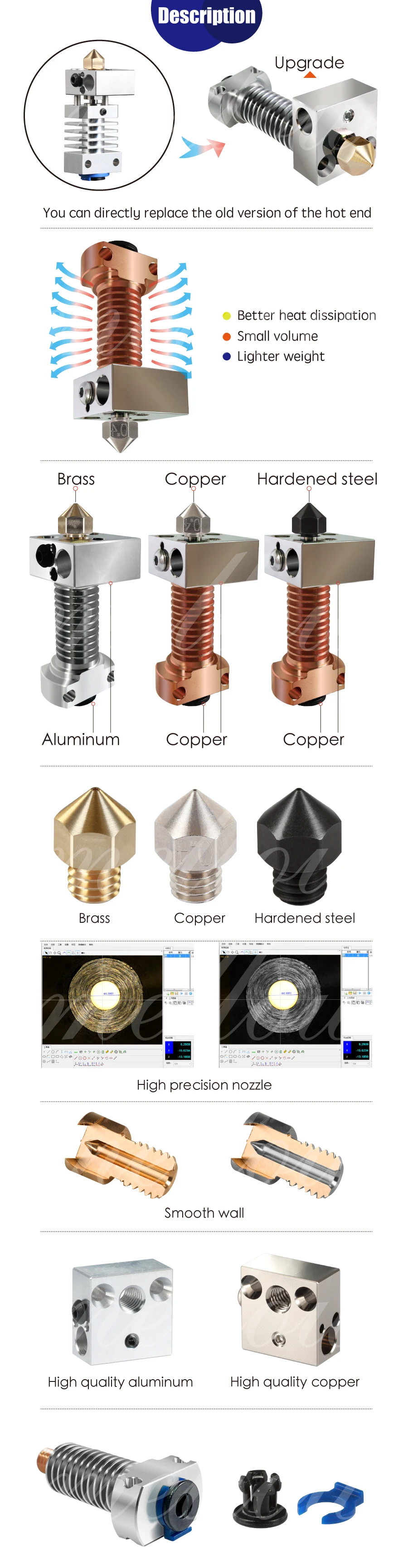 metal nf smart-cr10 hotend extrusora kit para