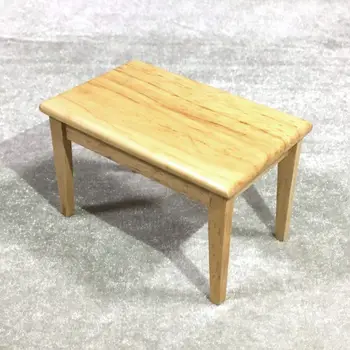 

1:12 Dollhouse Wooden Rectangle Dining Table Chair Set Miniature Furniture Toys