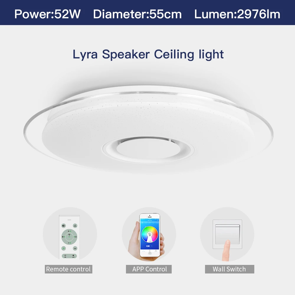 550mm x70mm NTQ-52w Умный музыкальный светодиодный потолочный светильник s RGB с регулируемой яркостью 36 Вт 52 Вт 72 Вт приложение дистанционное управление современный Bluetooth светильник для спальни потолочный светильник - Цвет корпуса: 550mm x70mm NTQ-52w