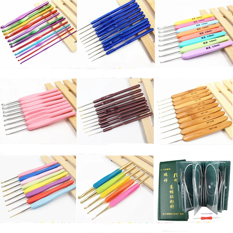 

19 Styles Set Knitting Tools DIY Sweater Needles Hand Sewing Set Color Sweater Knit Yarn Crochet Hooks Needles D715