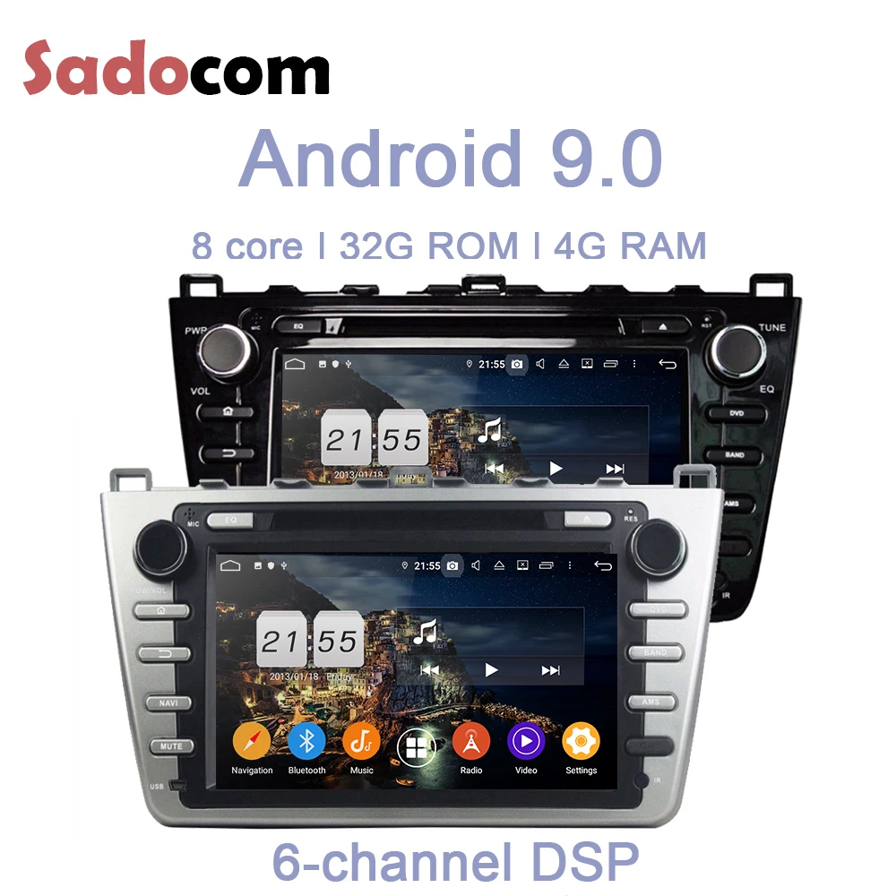 DSP 2 din Android 9 0 для MAZDA 6 Ultra Ruiyi 2008-2012 4 Гб ОЗУ 8 ядер автомобильный dvd-плеер GPS ГЛОНАСС