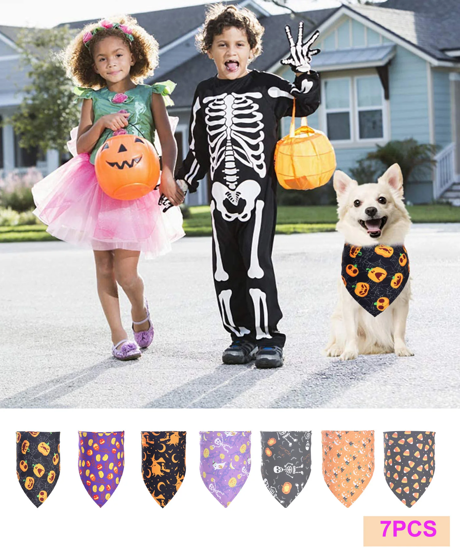 

Behogar 7PCS Halloween Pet Dog Cat Bandanas Neckerchief Triangle Bibs Scarf for Daily Wear Party Costumes Decoration Supplies
