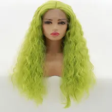 Светильник, зеленый цвет, Длинные свободные вьющиеся волосы, термостойкие волокна, синтетические волосы на кружеве, парик, средний пердеж, натуральные волосы для женщин и девушек