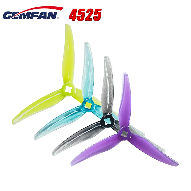 12Pairs Gemfan Hurricane 4525 3-Blade 3 Hole PC FPV Propeller - 4.5X2.5X3 for 2004 brushless motor RC FPV Racing 4inch Drone 8