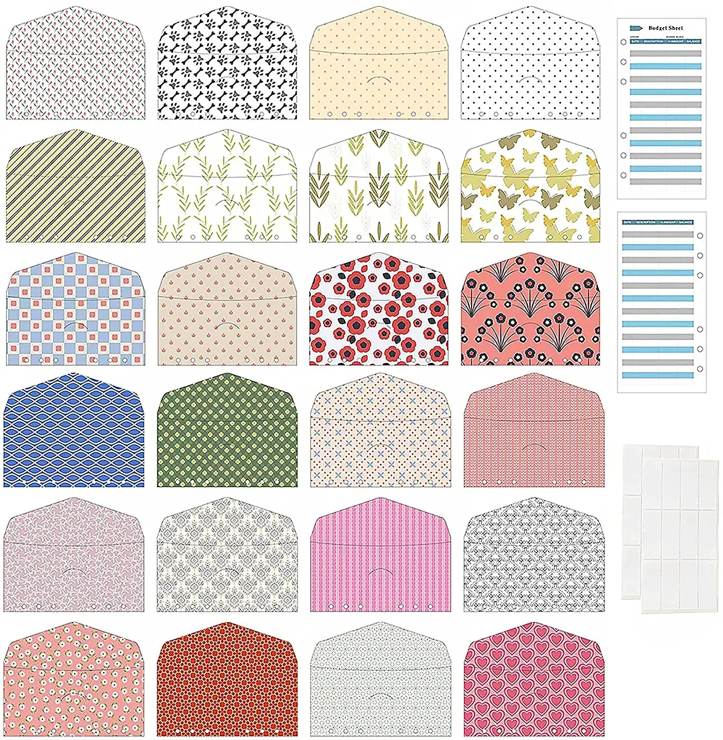 Cash Envelopes for Budgeting,24 Assorted Colors A6 Budget Binder Envelopes and Expense Tracker Budget Sheets, for Planner