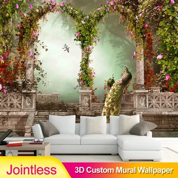 

Jointless Large Painting Home Decor Peacock Green 3D Custom Wallpaper Bedroom Background Modern Mural for Living Room Backdrop