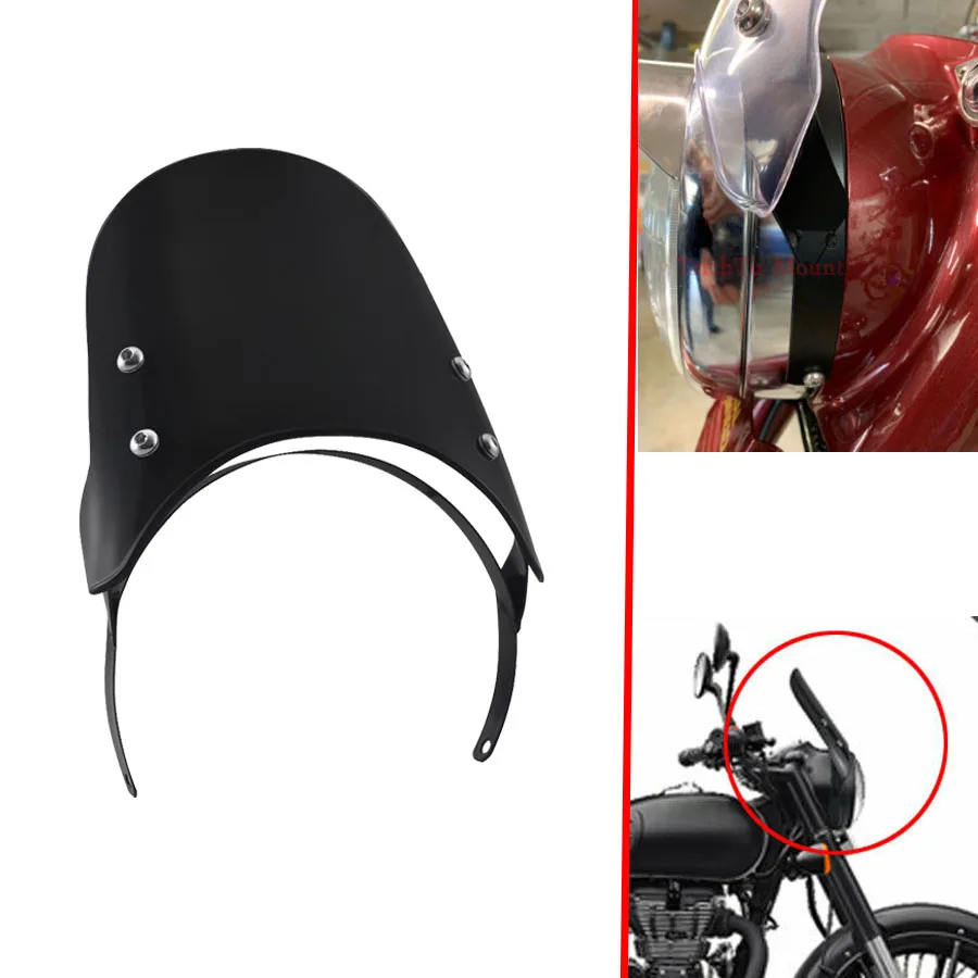 

Motor 7.5'' Black Windshield Windscreen Fits For Genuine Royal Enfield Classic 500cc Motorcycle Visor Headlight Fairing