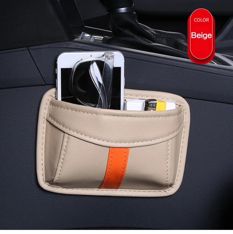 Многоцветная дополнительная автомобильная сумка для хранения, автомобильная сумка для мобильного телефона, многофункциональная сетчатая карманная сумка для хранения, автомобильная коробка для хранения - Название цвета: beige