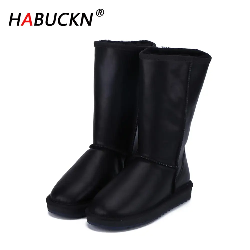 Классические сапоги HABUCKN до колена из воловьей замши и шерсти зимние с подкладкой