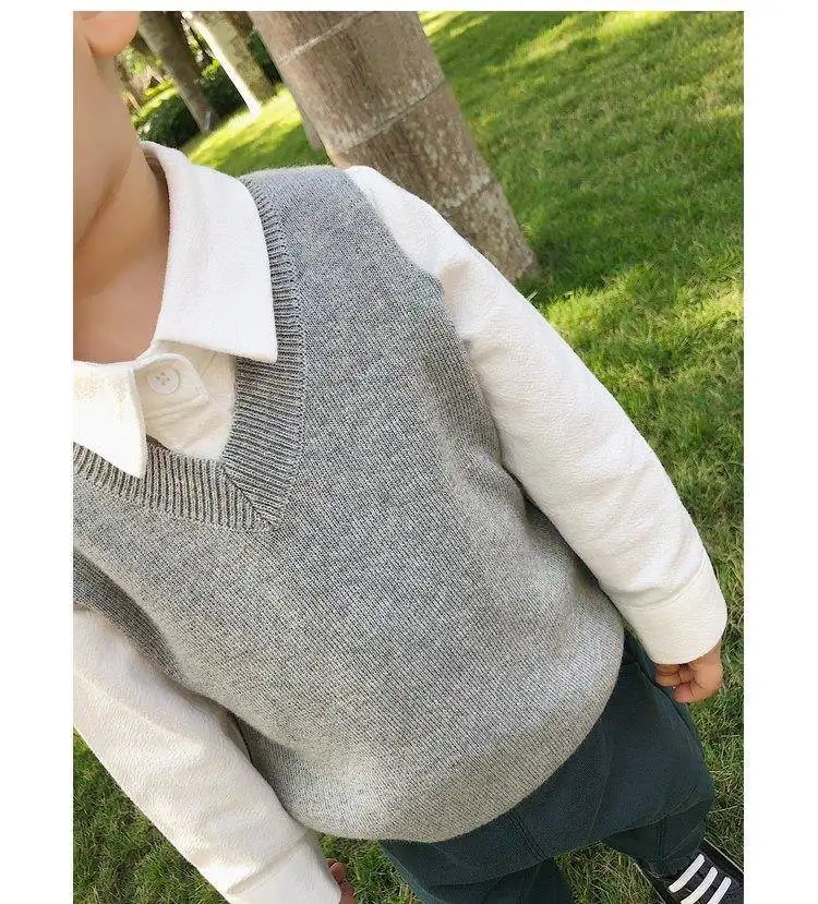gray vest От 1 до 5 лет жилеты для маленьких мальчиков; сезон осень; Высококачественный вязаный свитер без рукавов для мальчиков; жилеты для маленьких детей; Новое поступление года - Цвет: gray vest