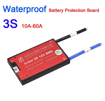 

Waterproof 3S 12V Li-ion Lithium Battery Protection Board BMS balance 10A 25A 35A 40A 45A 60A 18650 Lipo batteries