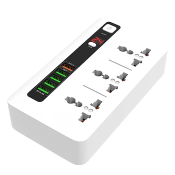 

Multifunctional Timing 3 Sockets 4 USB Fireproof Square Power Strip