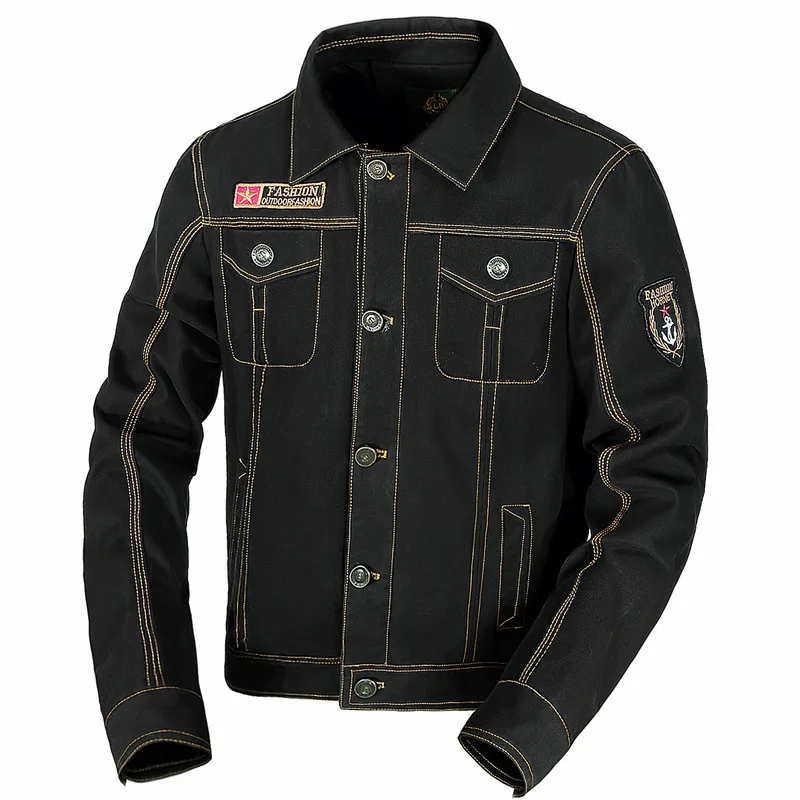 

Cotton Washed Casual Men's Jacket Military Epaulettes Oversized Coat Embroidered Youth Multi-pocket Tooling Winter Jacket Men