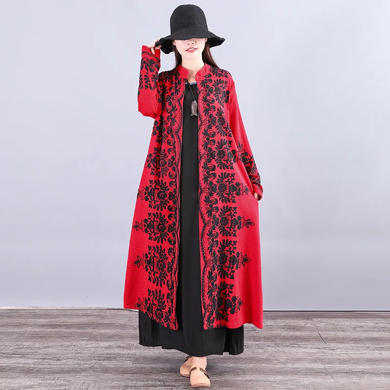 Высококачественная элегантная женская верхняя одежда, китайский стиль, вышивка, Ретро стиль, Женский винтажный Свободный плащ