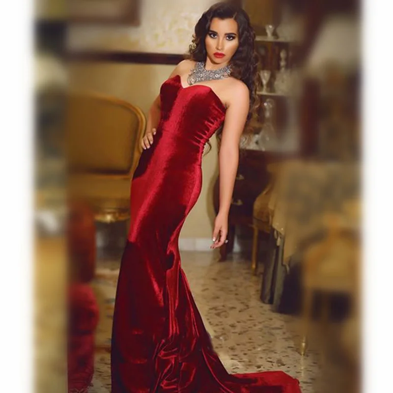 Красные вечерние платья Дубай Милое сексуальное платье-Русалка для выпускного