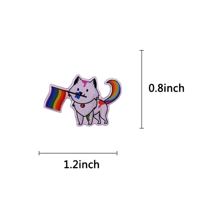 Cute Purride Cat Hard Enamel Pin LGBTQ LGBT Gay Pride Rainbow Flag