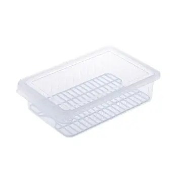 

1 pc Food Storage Box with Lid Refrigerator Stackable Plastic Draining Food Crisper Preservation Box for Vegetable Meat