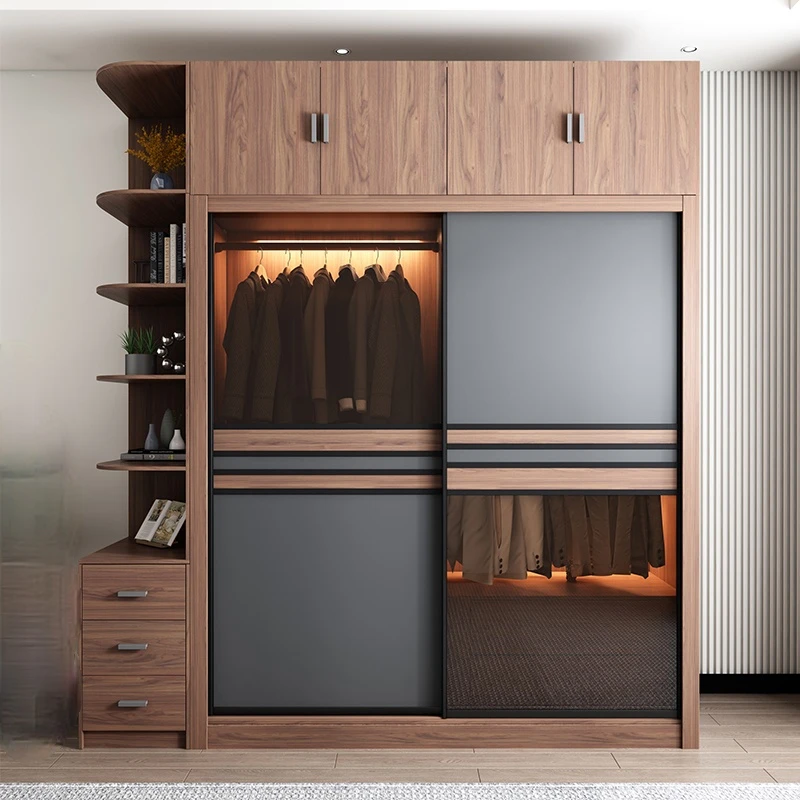 Sliding door closet Nordic modern simple glass WARDROBE BEDROOM sliding door storage cabinet