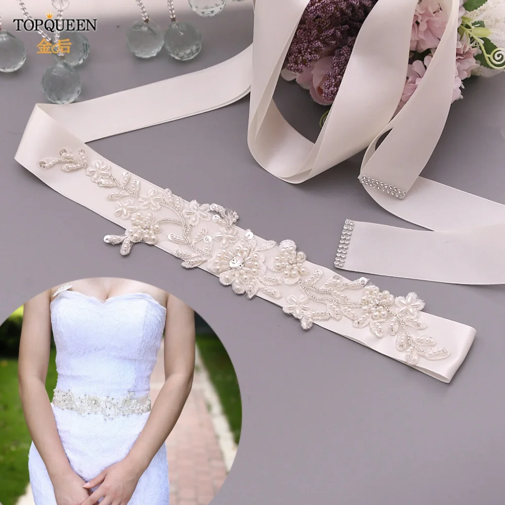 Topqueen Cinturon De Novia S46 Para Vestido De Noche Largo Cinturones De Flores Para Nina Cinturon De Novia Cinturon De Marfil De Perlas Para Vestido De Graduacion Cinturones De Novia Aliexpress