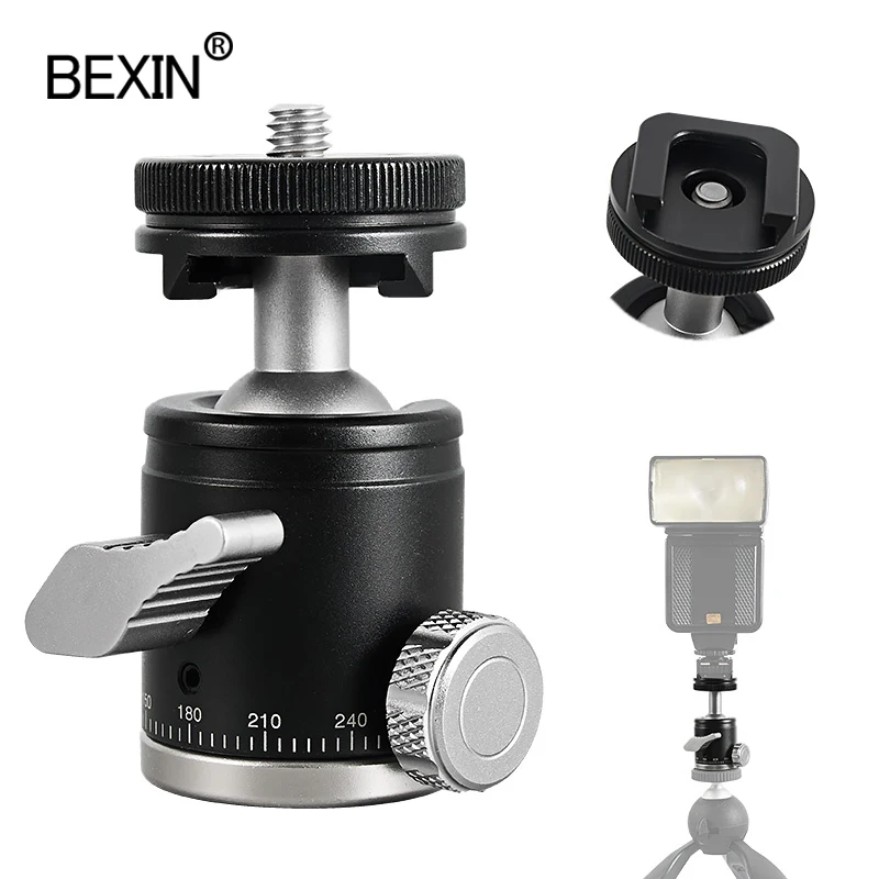 

Tripod head mini ballhead panoramic head shoot photo camera stand adapter monopod mout head with hot shoe base for dslr camera
