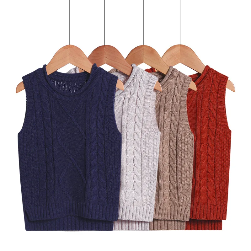 

2-6Y Baby Children Sweater Vest Roupas Infantis Winter College Style V-neck Boys Clothes Girls Sweaters Knitted Waistcoat Vests