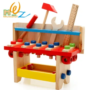 

Free shipping Children's/kids wooden classic PUZZLE TOOL TABLE Educational toys Baby wood Model Building Puzzle Kits Tool Toys