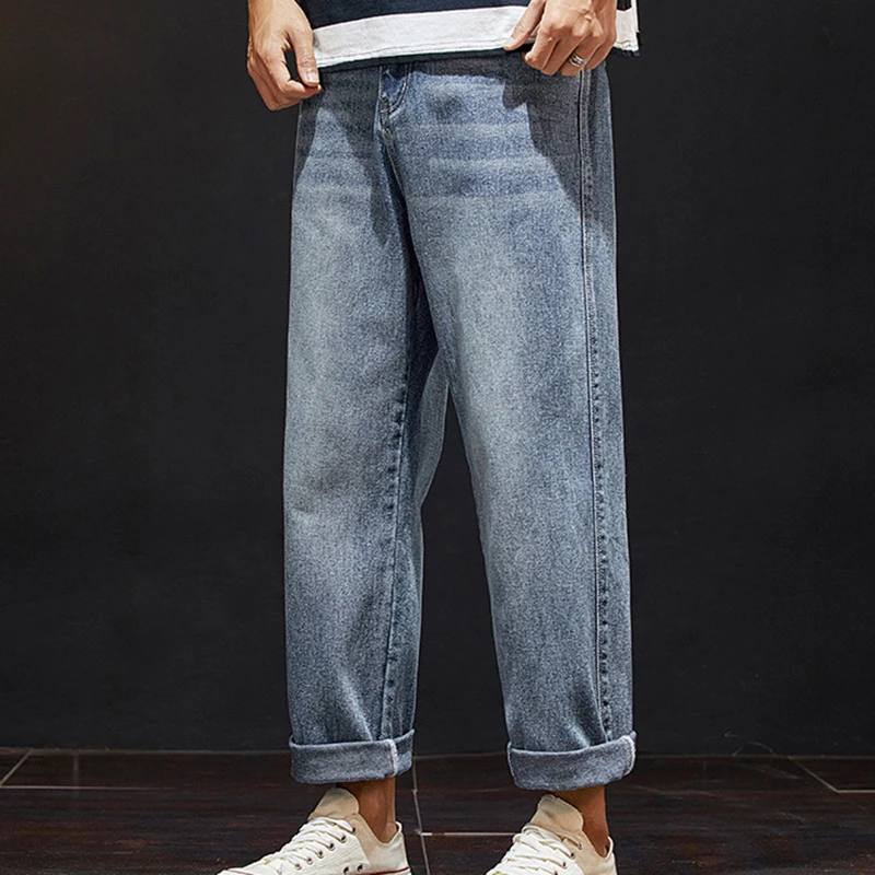 Retro Jeans Men Loose Korean 9 point 